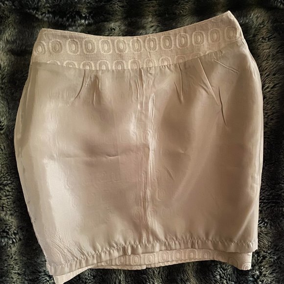 Cynthia Rowley Skirt Women Size 4 Beige Textured Pencil Straight Back Zipper - Picture 5 of 7